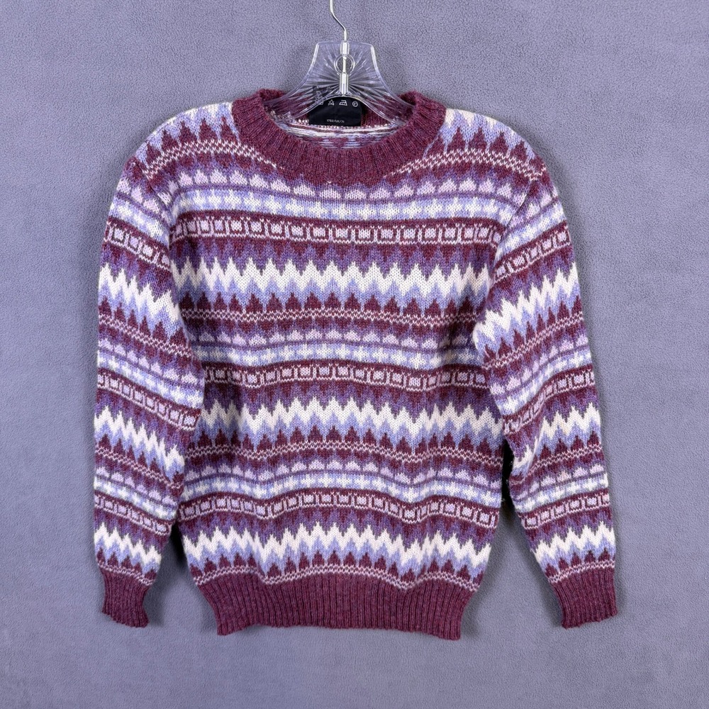 VTG Eskimo Knitwear Shetland Wool Sweater Women S Purple Fair Isle England